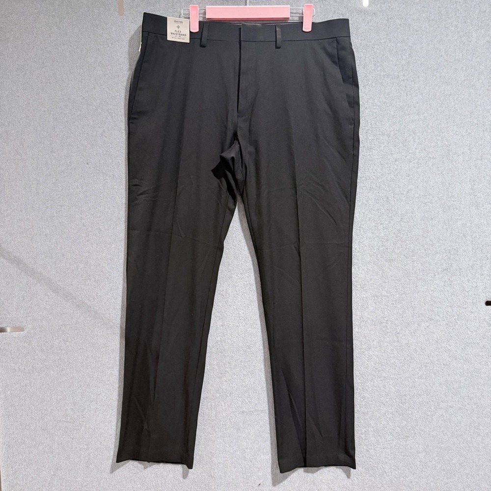 Kenneth Cole Reaction Mens Black Stretch Slim Fit Flex Waistband Pants Trousers